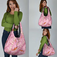 Pink Palaka Hawaiian And Japanese Grocery Bag Sakura Lei With Koi Fish DT05 - Polynesian Pride