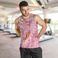 Pink Palaka Hawaiian And Japanese Men Tank Top Sakura Lei With Koi Fish DT05 Pink - Polynesian Pride