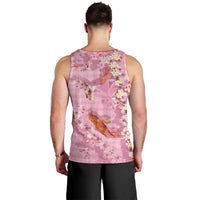 Pink Palaka Hawaiian And Japanese Men Tank Top Sakura Lei With Koi Fish DT05 - Polynesian Pride