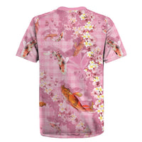 Pink Palaka Hawaiian And Japanese Rugby Jersey Sakura Lei With Koi Fish DT05 - Polynesian Pride