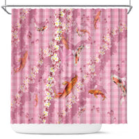 Pink Palaka Hawaiian And Japanese Shower Curtain Sakura Lei With Koi Fish - Polynesian Pride