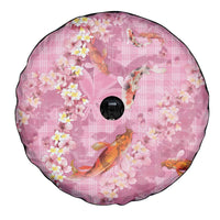 Pink Palaka Hawaiian And Japanese Spare Tire Cover Sakura Lei With Koi Fish - Polynesian Pride