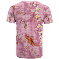 Pink Palaka Hawaiian And Japanese T Shirt Sakura Lei With Koi Fish DT05 - Polynesian Pride