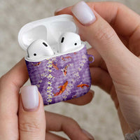 Purple Palaka Hawaiian And Japanese AirPods Case Sakura Lei With Koi Fish DT05 - Polynesian Pride