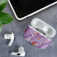 Purple Palaka Hawaiian And Japanese AirPods Case Sakura Lei With Koi Fish - Polynesian Pride