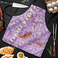 Purple Palaka Hawaiian And Japanese Apron Sakura Lei With Koi Fish DT05 Purple - Polynesian Pride