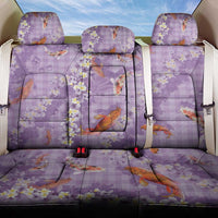 Purple Palaka Hawaiian And Japanese Back Car Seat Cover Sakura Lei With Koi Fish DT05 One Size Purple - Polynesian Pride