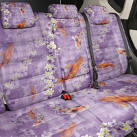 Purple Palaka Hawaiian And Japanese Back Car Seat Cover Sakura Lei With Koi Fish DT05 - Polynesian Pride