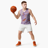 Purple Palaka Hawaiian And Japanese Basketball Jersey Sakura Lei With Koi Fish DT05 - Polynesian Pride