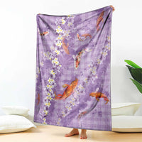 Purple Palaka Hawaiian And Japanese Blanket Sakura Lei With Koi Fish - Polynesian Pride