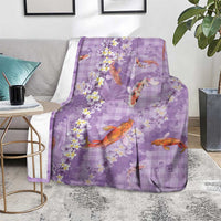 Purple Palaka Hawaiian And Japanese Blanket Sakura Lei With Koi Fish - Polynesian Pride