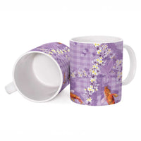 Purple Palaka Hawaiian And Japanese Ceramic Mug Sakura Lei With Koi Fish DT05 - Polynesian Pride