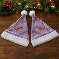 Purple Palaka Hawaiian And Japanese Christmas Santa Hat Sakura Lei With Koi Fish - Polynesian Pride