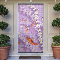 Purple Palaka Hawaiian And Japanese Door Cover Sakura Lei With Koi Fish DT05 Purple - Polynesian Pride