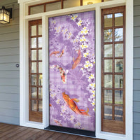 Purple Palaka Hawaiian And Japanese Door Cover Sakura Lei With Koi Fish DT05 - Polynesian Pride