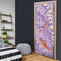Purple Palaka Hawaiian And Japanese Door Cover Sakura Lei With Koi Fish DT05 - Polynesian Pride