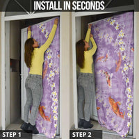 Purple Palaka Hawaiian And Japanese Door Cover Sakura Lei With Koi Fish DT05 - Polynesian Pride