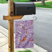 Purple Palaka Hawaiian And Japanese Garden Flag Sakura Lei With Koi Fish - Polynesian Pride