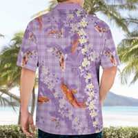 Purple Palaka Hawaiian And Japanese Hawaiian Shirt Sakura Lei With Koi Fish DT05 - Polynesian Pride