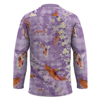 Purple Palaka Hawaiian And Japanese Hockey Jersey Sakura Lei With Koi Fish DT05 - Polynesian Pride