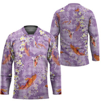 Purple Palaka Hawaiian And Japanese Hockey Jersey Sakura Lei With Koi Fish DT05 - Polynesian Pride