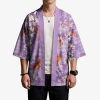 Purple Palaka Hawaiian And Japanese Kimono Sakura Lei With Koi Fish - Polynesian Pride