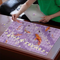 Purple Palaka Hawaiian And Japanese Puzzle Sakura Lei With Koi Fish DT05 - Polynesian Pride