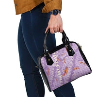 Purple Palaka Hawaiian And Japanese Shoulder Handbag Sakura Lei With Koi Fish DT05 - Polynesian Pride