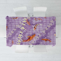 Purple Palaka Hawaiian And Japanese Tablecloth Sakura Lei With Koi Fish DT05 Purple - Polynesian Pride