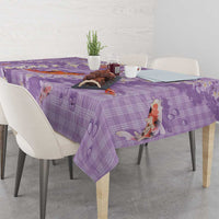 Purple Palaka Hawaiian And Japanese Tablecloth Sakura Lei With Koi Fish DT05 - Polynesian Pride