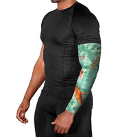 Green Palaka Hawaiian And Japanese Arm Sleeves Sakura Lei With Koi Fish DT05 - Polynesian Pride