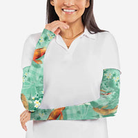 Green Palaka Hawaiian And Japanese Arm Sleeves Sakura Lei With Koi Fish DT05 - Polynesian Pride