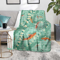 Green Palaka Hawaiian And Japanese Blanket Sakura Lei With Koi Fish - Polynesian Pride