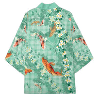 Green Palaka Hawaiian And Japanese Kimono Sakura Lei With Koi Fish - Polynesian Pride