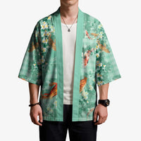 Green Palaka Hawaiian And Japanese Kimono Sakura Lei With Koi Fish - Polynesian Pride