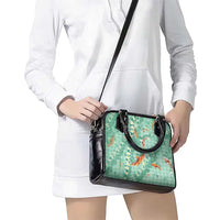 Green Palaka Hawaiian And Japanese Shoulder Handbag Sakura Lei With Koi Fish DT05 - Polynesian Pride