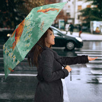 Green Palaka Hawaiian And Japanese Umbrella Sakura Lei With Koi Fish DT05 - Polynesian Pride