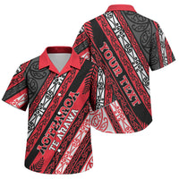 Personalised Aotearoa Te Arawa Family Matching Off The Shoulder Long Sleeve Dress and Hawaiian Shirt New Zealand Maori Tribal Fern Pattern DT05 Son's Shirt Red - Polynesian Pride