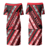 Personalised Aotearoa Te Arawa Family Matching Puletasi and Hawaiian Shirt New Zealand Maori Tribal Fern Pattern DT05 Mom's Dress Red - Polynesian Pride