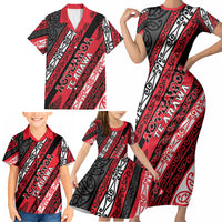 Personalised Aotearoa Te Arawa Family Matching Short Sleeve Bodycon Dress and Hawaiian Shirt New Zealand Maori Tribal Fern Pattern DT05 - Polynesian Pride