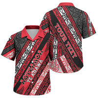 Personalised Aotearoa Te Arawa Family Matching Summer Maxi Dress and Hawaiian Shirt New Zealand Maori Tribal Fern Pattern DT05 Son's Shirt Red - Polynesian Pride