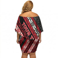 Personalised Aotearoa Te Arawa Off Shoulder Short Dress New Zealand Maori Tribal Fern Pattern DT05 - Polynesian Pride