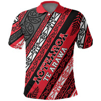 Personalised Aotearoa Te Arawa Polo Shirt New Zealand Maori Tribal Fern Pattern DT05 Red - Polynesian Pride