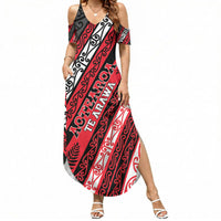 Personalised Aotearoa Te Arawa Summer Maxi Dress New Zealand Maori Tribal Fern Pattern DT05 Women Red - Polynesian Pride
