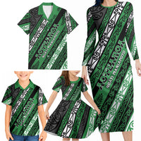 Personalised Aotearoa Ngati Maniapoto Family Matching Long Sleeve Bodycon Dress and Hawaiian Shirt New Zealand Maori Tribal Fern Pattern DT05 - Polynesian Pride
