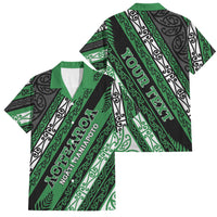 Personalised Aotearoa Ngati Maniapoto Family Matching Off Shoulder Maxi Dress and Hawaiian Shirt New Zealand Maori Tribal Fern Pattern DT05 Dad's Shirt - Short Sleeve Green - Polynesian Pride