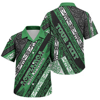 Personalised Aotearoa Ngati Maniapoto Family Matching Off Shoulder Maxi Dress and Hawaiian Shirt New Zealand Maori Tribal Fern Pattern DT05 Son's Shirt Green - Polynesian Pride