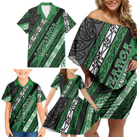 Personalised Aotearoa Ngati Maniapoto Family Matching Off Shoulder Short Dress and Hawaiian Shirt New Zealand Maori Tribal Fern Pattern DT05 - Polynesian Pride