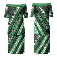 Personalised Aotearoa Ngati Maniapoto Family Matching Puletasi and Hawaiian Shirt New Zealand Maori Tribal Fern Pattern DT05 Mom's Dress Green - Polynesian Pride