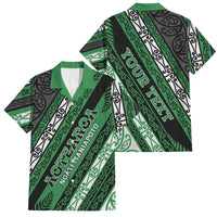 Personalised Aotearoa Ngati Maniapoto Family Matching Puletasi and Hawaiian Shirt New Zealand Maori Tribal Fern Pattern DT05 Dad's Shirt - Short Sleeve Green - Polynesian Pride